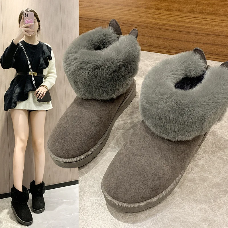 

2022 Autumn and winter new snow boots cotton shoes cuffed fur warmth and velvet boots