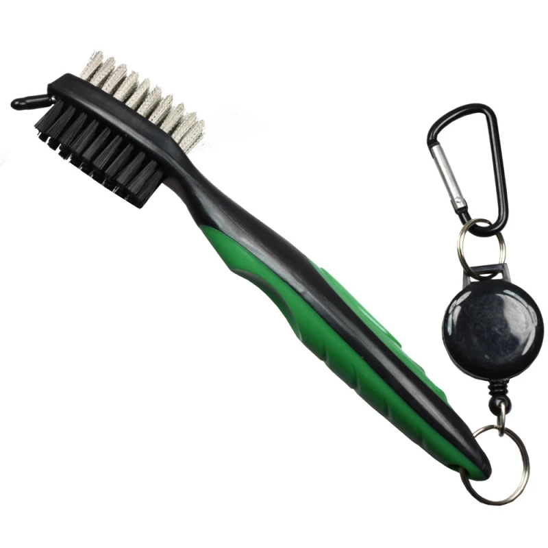

Golf Club Cleaning Tool Double-sided golf brush With Retractable Zip-line And Aluminum Carabiner Cleaning Tools Kit Tool