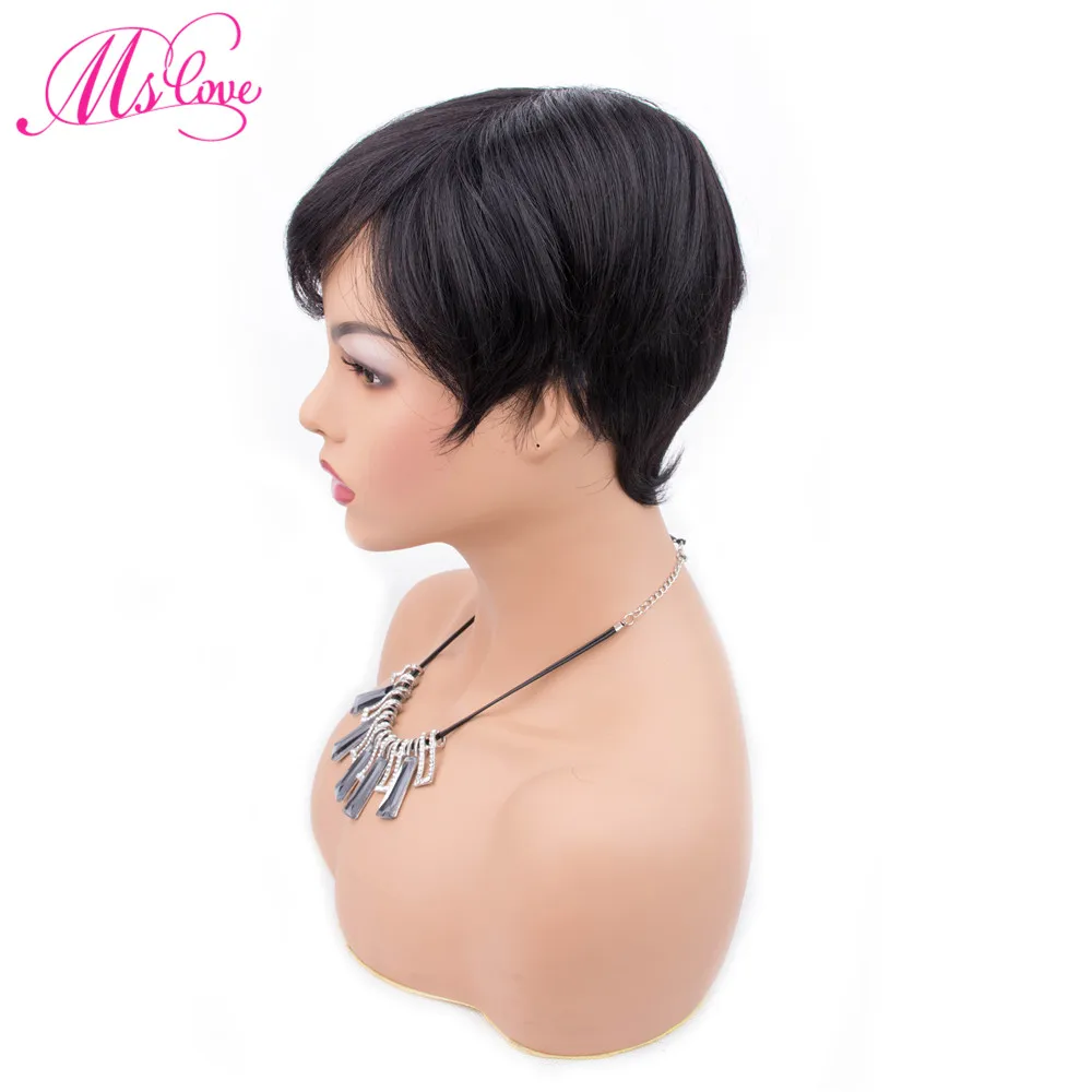 Парик фея прямые волосы Боб парики с челкой для чернокожих женщин полностью
