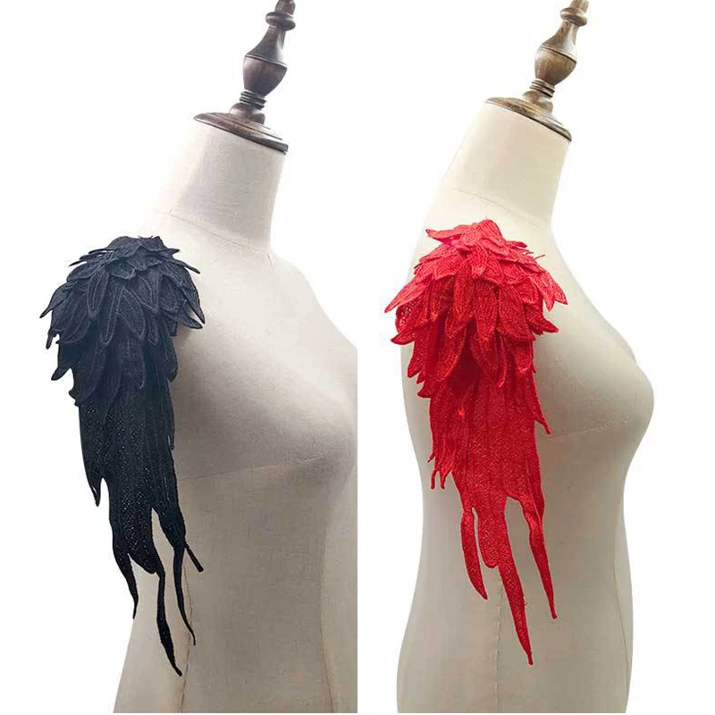 4 цвета 3D Элегантные красные черные крылья кружева для женщин вышивка значка