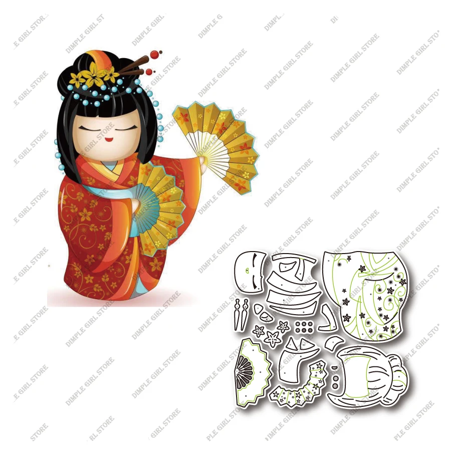 

Doll doll metal cutting mold 2021 new girl Japan DIY scrapbook paper photo card embossing mold decoration