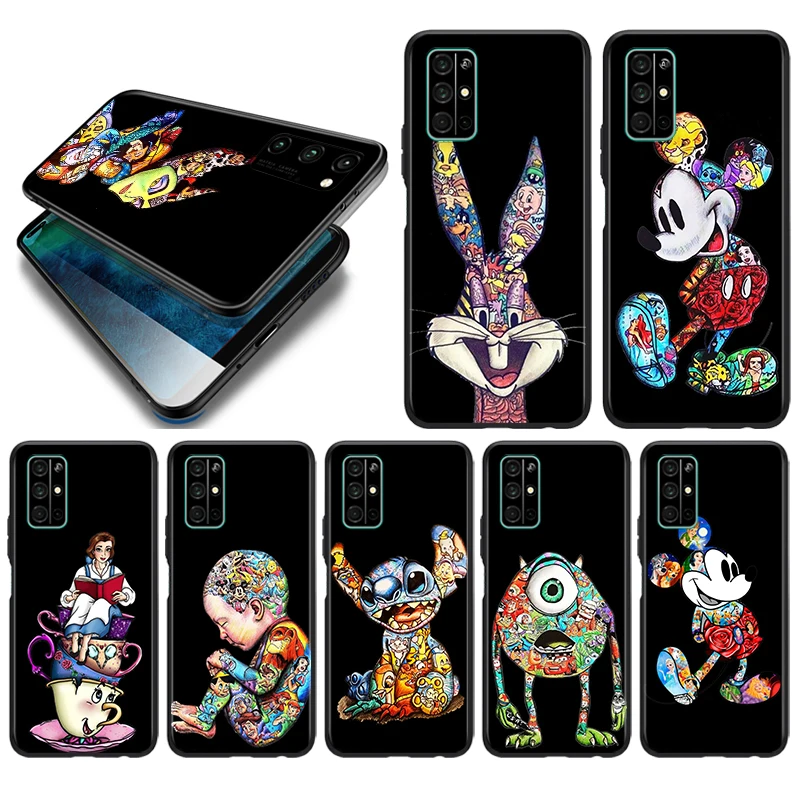 

Mickey Tattoo Cartoon For Honor 50 X20 SE V30 30i 30S 30 20S 20E 20 V20 Pro 5G Plus Lite Black Funda Capa Soft Phone Case