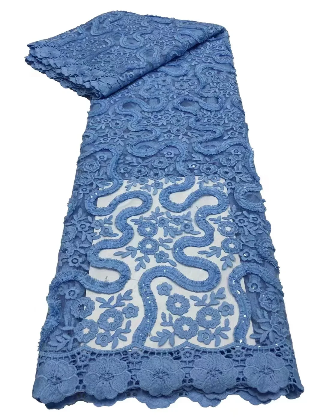 

Nigerian Sequin Lace Fabric French Net Lace Fashionable African Organza Soft Sewing Material for Women Wedding Party Dresses