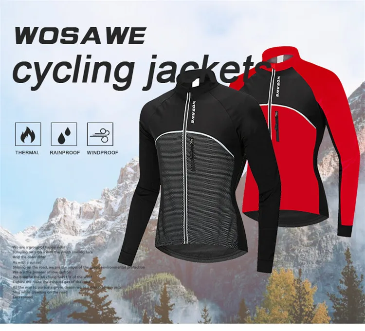 WOSAWE велосипедная куртка зимняя теплая флисовая MTB велосипедная куртка ветрозащитная Водонепроницаемая Светоотражающая велосипедная ветровка