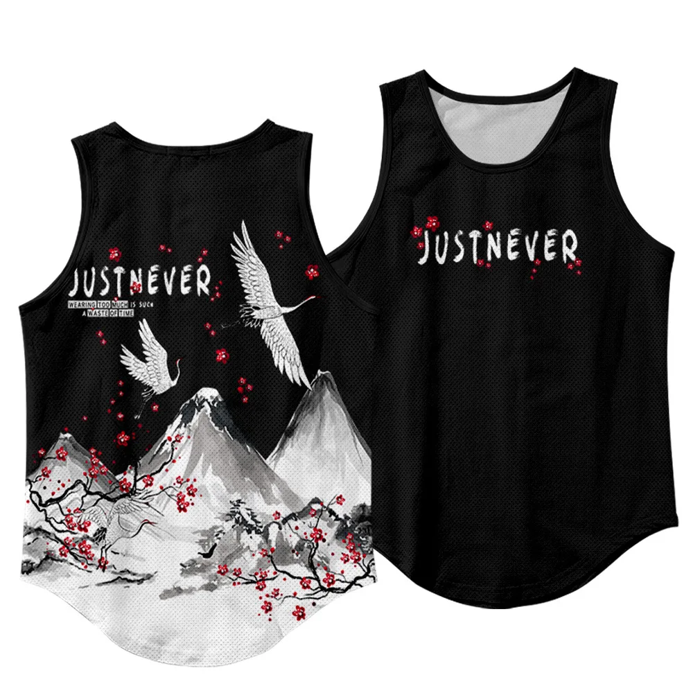 Майка мужская с принтом журавлей повседневная тенниска без рукавов майка для