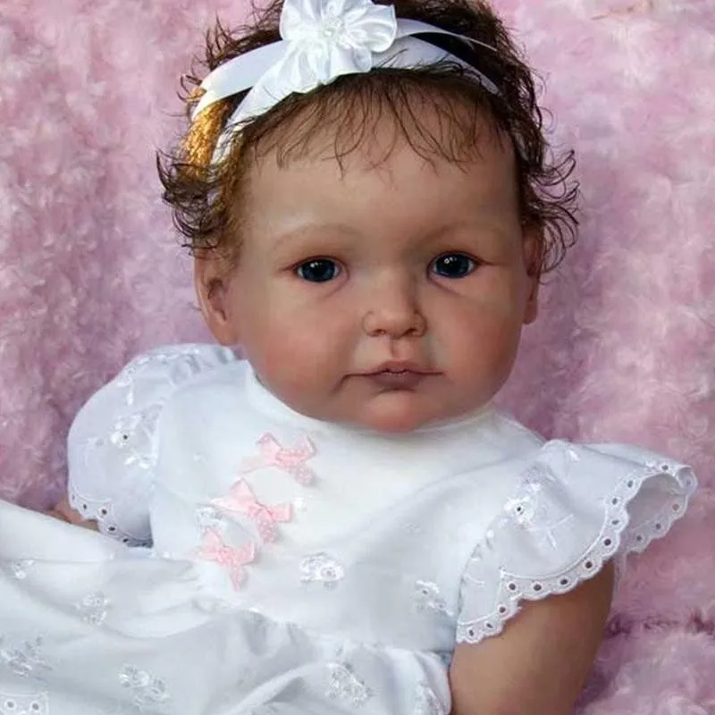 

22-дюймовая мягкая виниловая кукла новорожденного свежего цвета, необработанные части куклы с телом и глазами