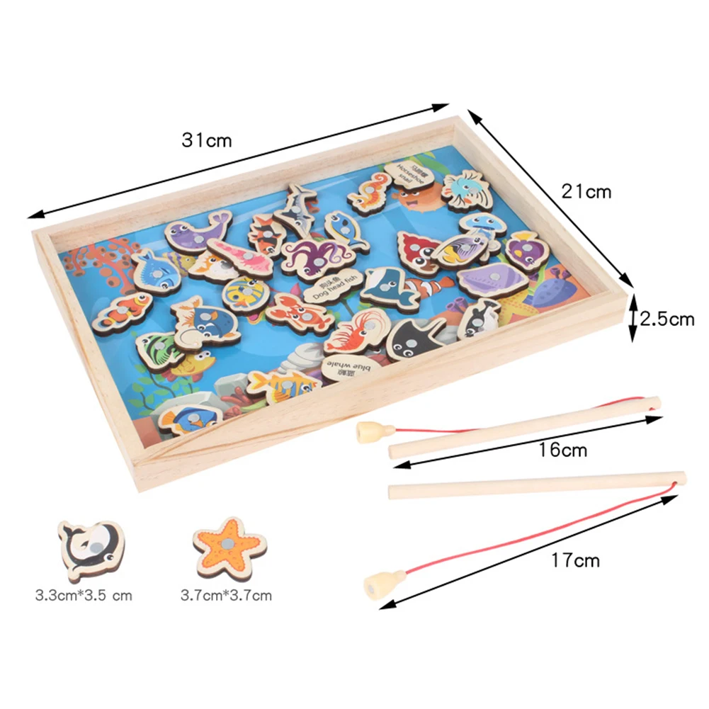 

1set Wooden Fishing Game Baby Kids Educational Toys Magnetic Puzzle Board for Kids Boys Girls Gifts Education Toys
