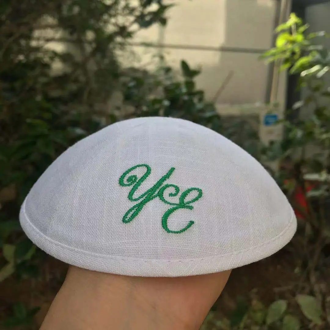 Свадебные кипы льняной кипот зеленая вышивка KIPPAH|kipot| |