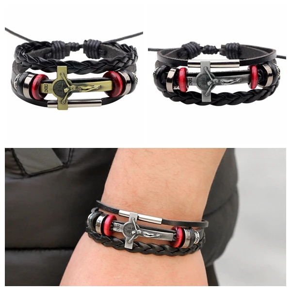 Мужской кожаный браслет на шнуровке FUNIQUE винтажный плетеный с шармами из Библии