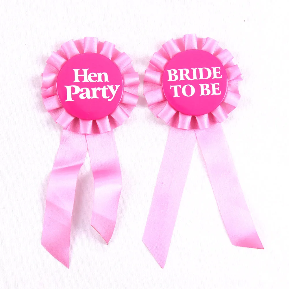 

12pcs Pink ribbon badge bride to be hen party set fun brooch bachelorette wedding event lovely funny event party supplies