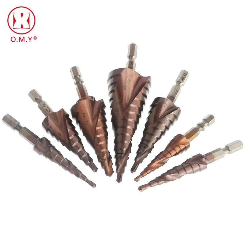OMY HSS-CO M35 шестигранный хвостовик спиральный паз Шаг сверло металлический конус Шаг сверло из нержавеющей стали Отверстие пила отверстие резак
