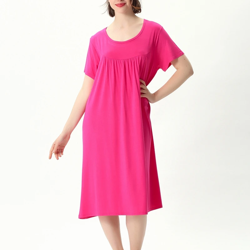 

Loose Solid Nightgowns 7XL Spring Summer Women soft Nightdress Short Sleeve Nightshirt Home Dress new arrival 2020