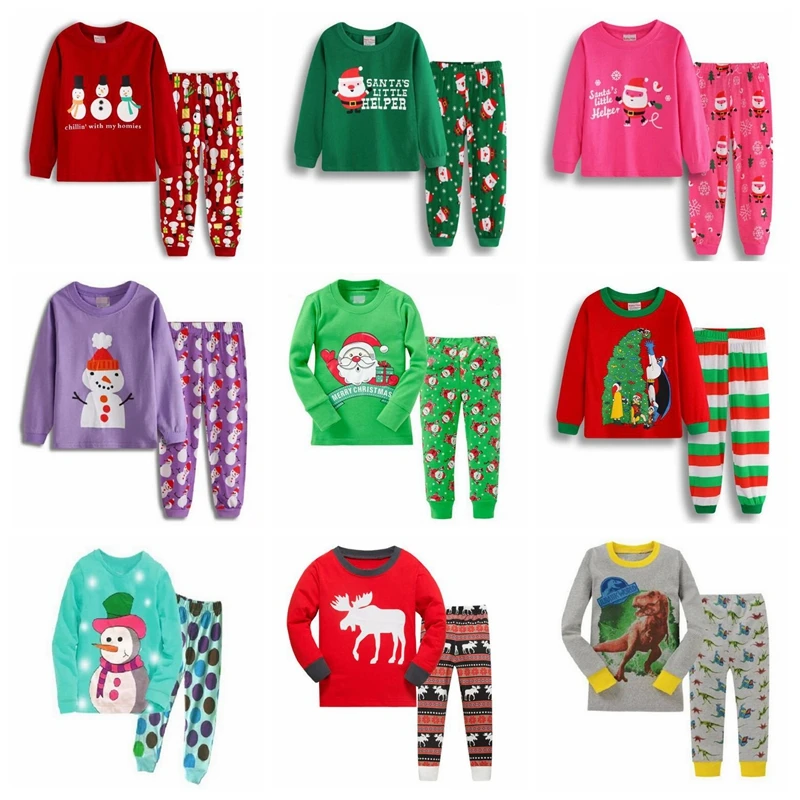 Новый детский пижамный комплект Рождественский одежды для детей Очень теплая
