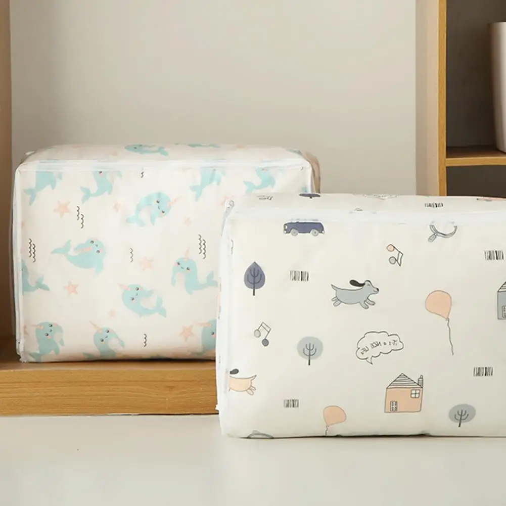 4 Styles Foldable Clothes Quilt Storage Bag Transparent Printed Sweater Organizer Box With Sturdy Zipper Home Finishing Supplies | Дом и сад