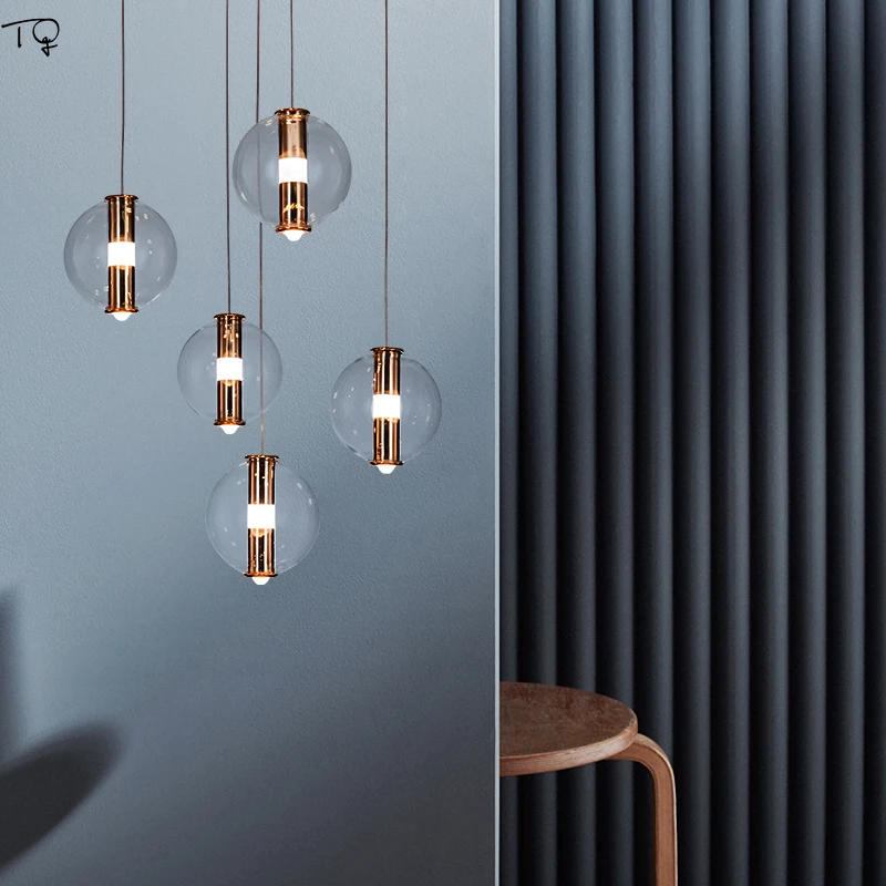 Подвесные светильники в скандинавском стиле пост-модерн золотистые прозрачные