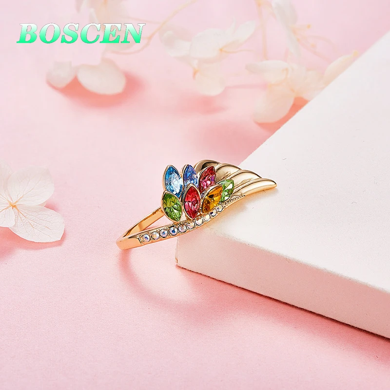 Женское кольцо BOSCEN украшенное Австрийскими кристаллами подарок на день рождения