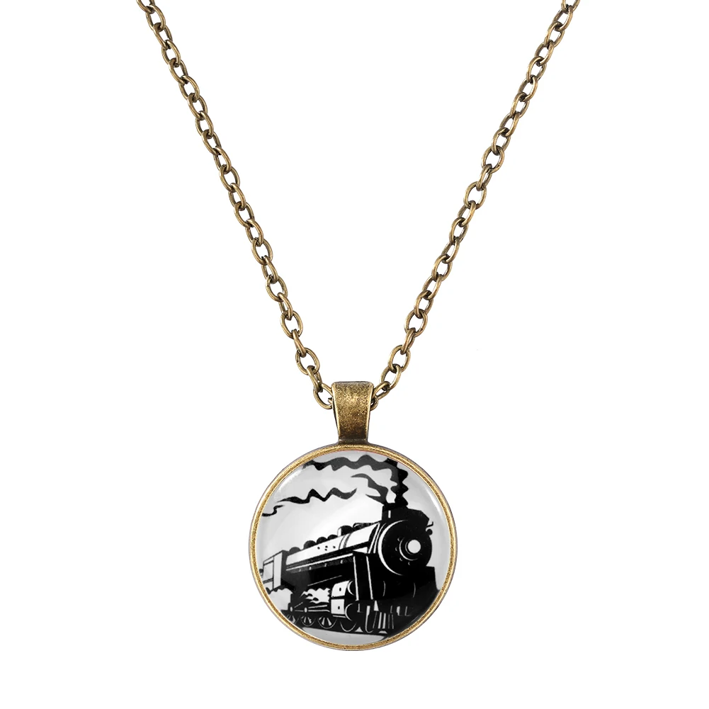 Fashion Train Design Case Quartz Pocket Watch with Gift Box Exquisite Pendant Necklace Chain Gift Sets for Family