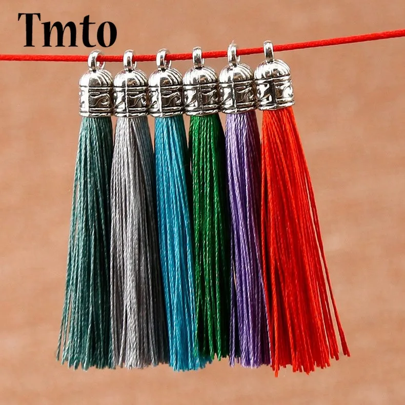 10 шт./лот 6 см античное серебро с торцевыми крышками маленький шелковый махровые