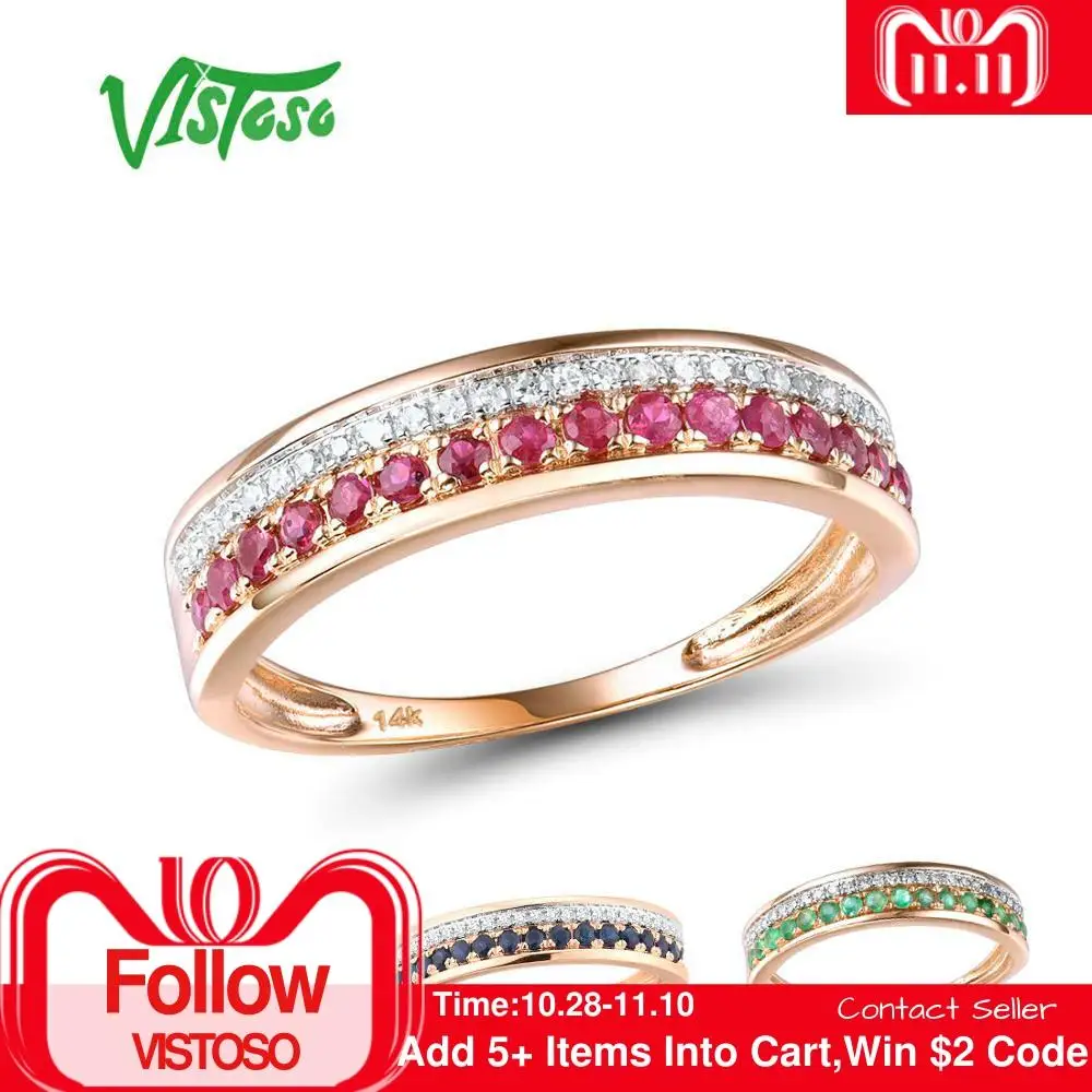 VISTOSO 14 K кольца из розового золота для Леди Подлинная блестящая Бриллиантовая
