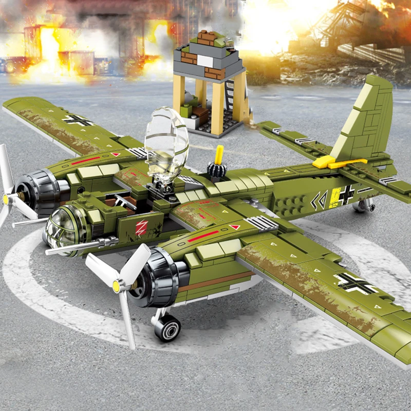 

World War II Military German Juncker 88 Bombing Aircraft Boy Initiation Building Blocks Children Boy Educationl Kid Present Gift