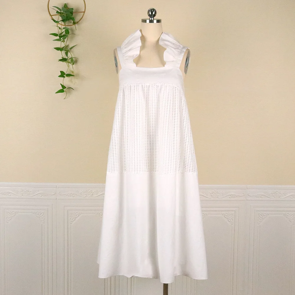 

Casual Shirt Dress Women Plus Size 5XL Sleeveless Loose Evening Party Birthday Midi White African Midi Night Festival Vestidos