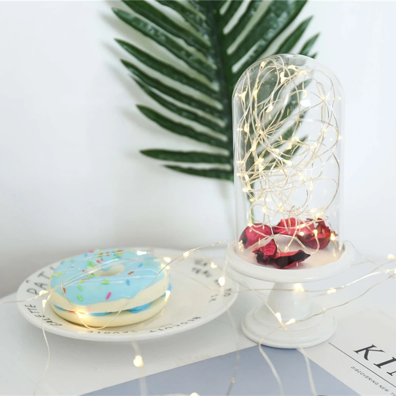 Гирлянда светодиодная медная с питанием от батарейки АА 2/5/10 м|Сверкающие товары