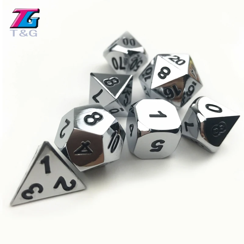 Высококачественные Новые металлические 7 игральных костей d4 d6 d8 d10 d % d12 d20 для