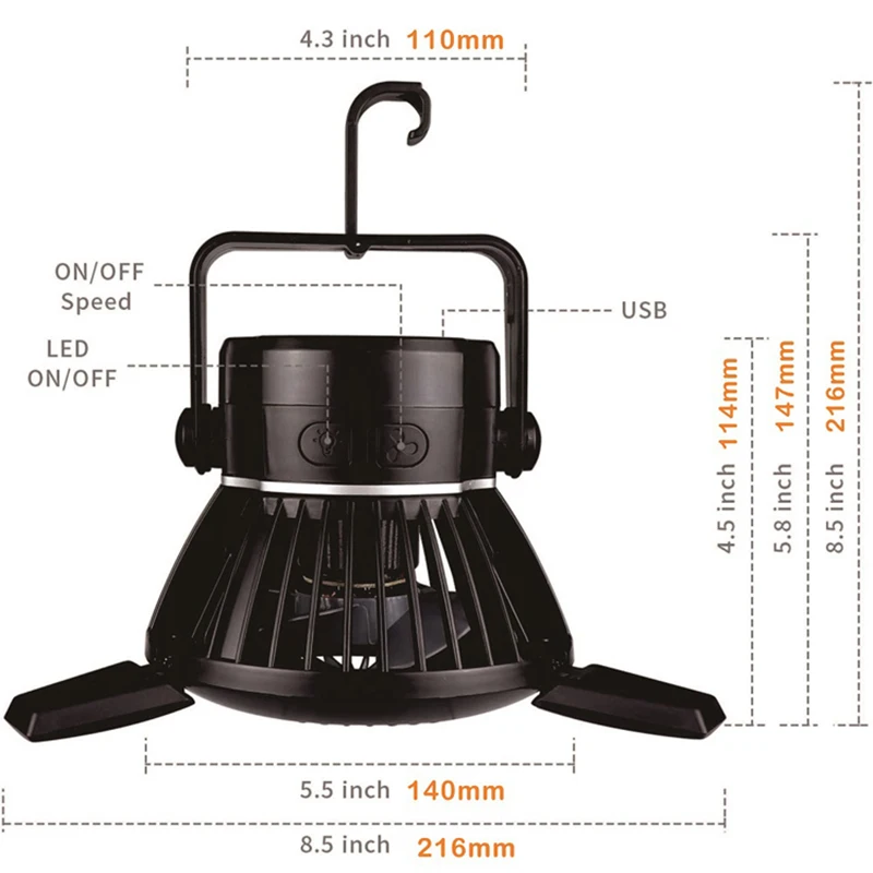 

Solar Light with Fan Outdoor Camping Light Tent Lantern Rechargeable Fan Light Pendant Tree Light Night Lamp for Street Patio