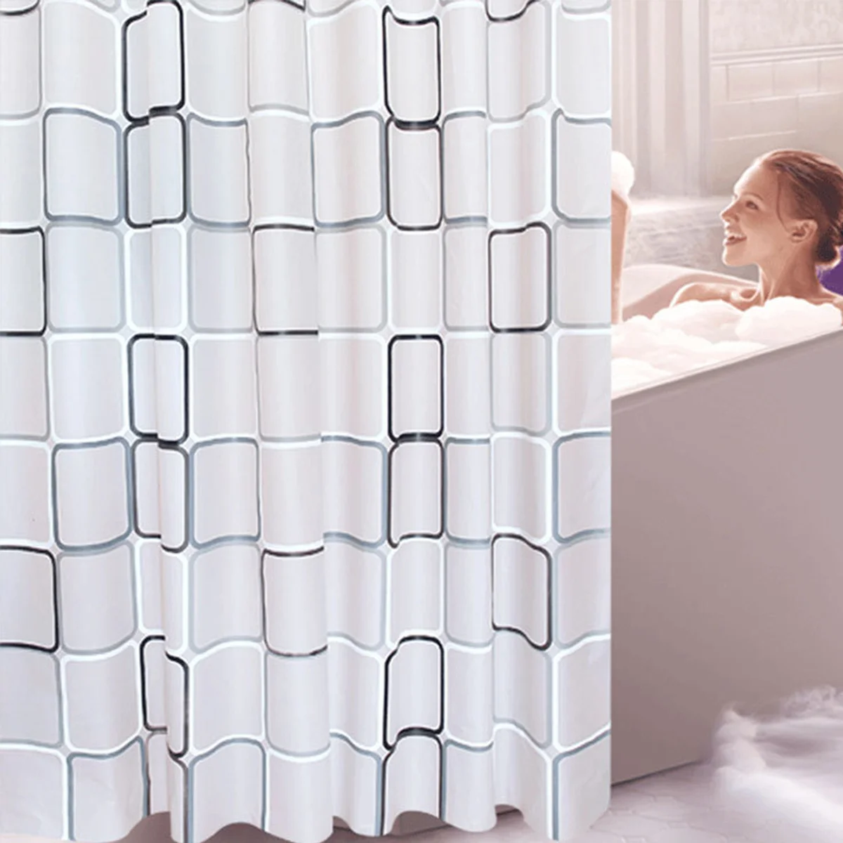 

PEVA Waterproof Shower Curtain Liner Translucent Bathroom Curtain Luxury Bath Curtain With 12 High Quality Hooks bath curtain