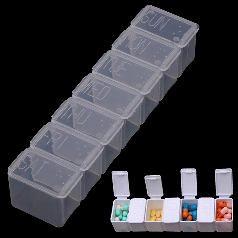 

1PCS 7 Days Weekly Pill Case 7 Solt Pill Case Storage Dispenser Medicine Storage Tablet Splitters Pill Box