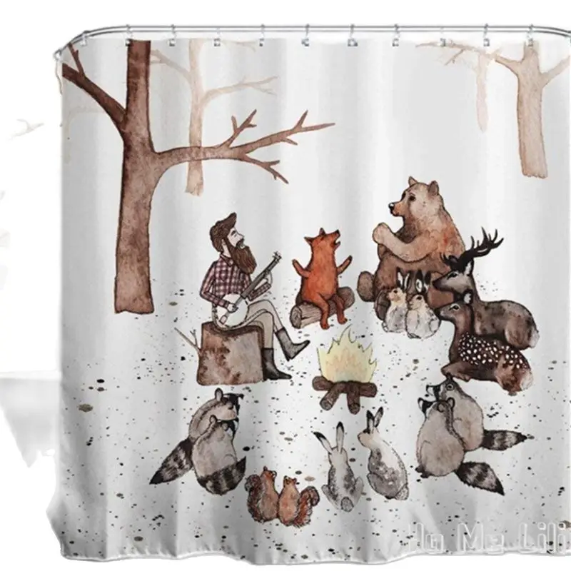 

Animals Forest Bonfire Concert Home Decor Shower Curtain By Ho Me Lili Sets With Hooks Polyester Fabric Great Gift