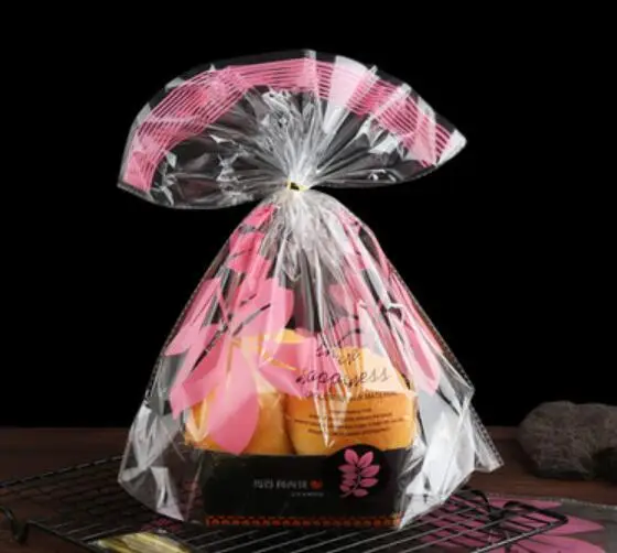 50 шт./лот белый прозрачный пакет с цветами упаковка для печенья пластиковые