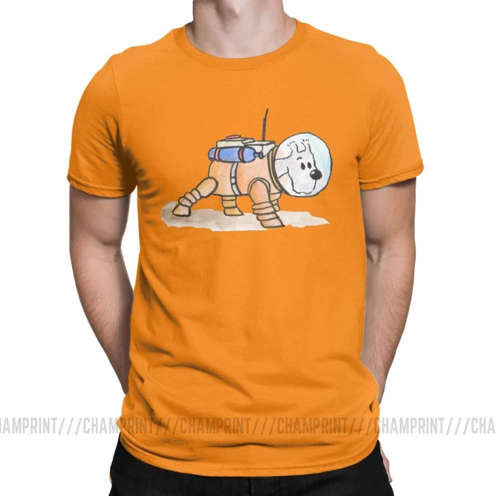 Tintin снежные Приключения Тинтина, футболка для мужчин, чистый хлопок, новинка, футболки, круглый вырез, футболки, короткий рукав, одежда, вечерние - Цвет: Оранжевый