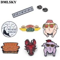 dmlsky friends tv show metal enamel pins lobster sofa brooch for dresses backpack badge clothes pin hat pin gifts m4091