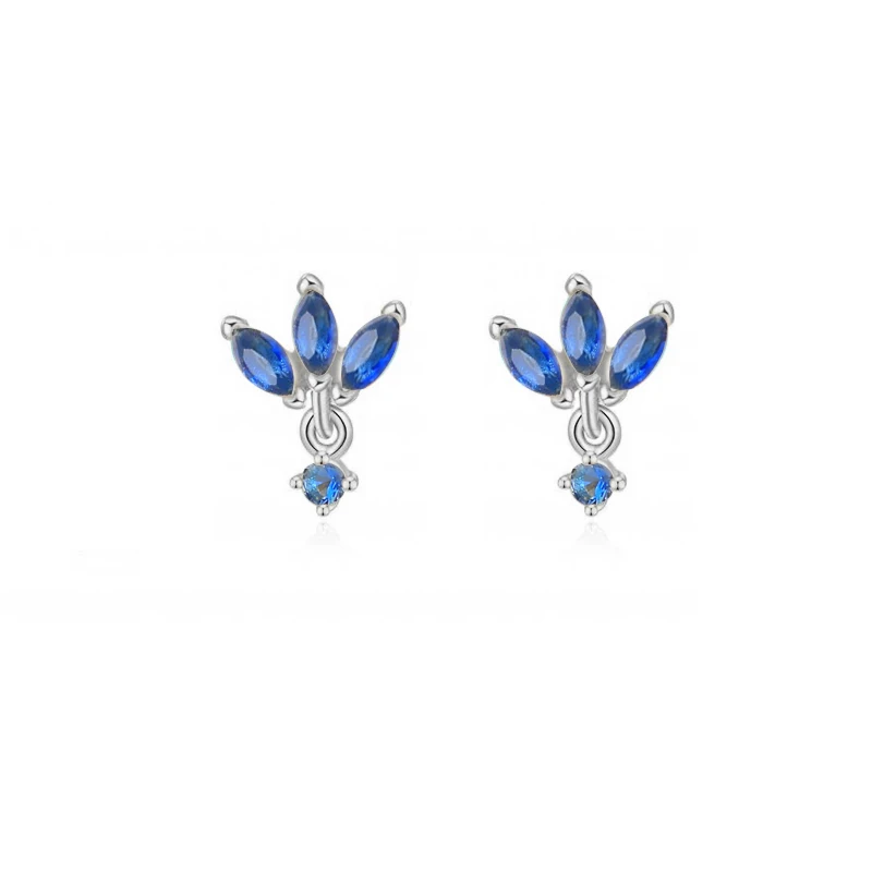 

KOJ Fashion 925 Sterling Silver Bohemia Shiny Rainbow Crystal Zircon Geometric Square Crown Stud Earrings for Women CZ Jewelry