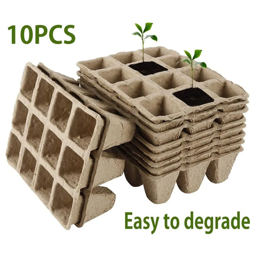 Germination Trays Peat With 10 PCS Plant Labels 15 Pack Eco Garden Friendly Starter Kit Planting 160 Cells Organic Seedling Pots | Дом и сад