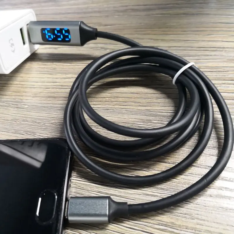 Free shipping QC 3.0 USB Type C Fast Charging Data Sync Cable With Voltage Current LED Display | Электроника