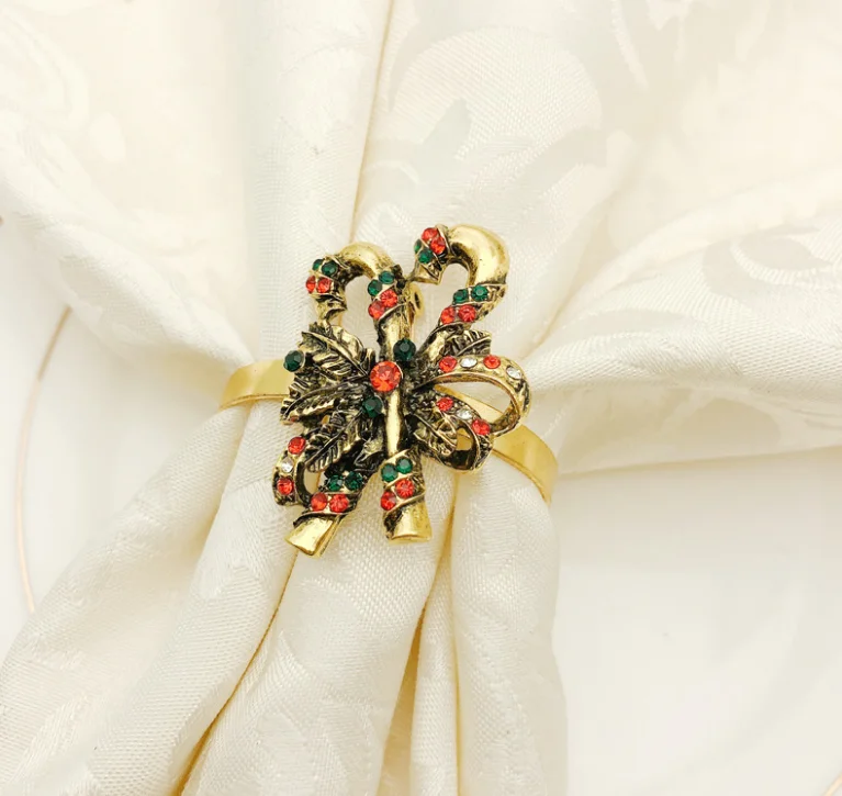 

12PCS Christmas Napkin Rings Napkin Clasps Alloy Napkin Rings Napkin Buckles Dinner Wedding Party Table Decoration LF943