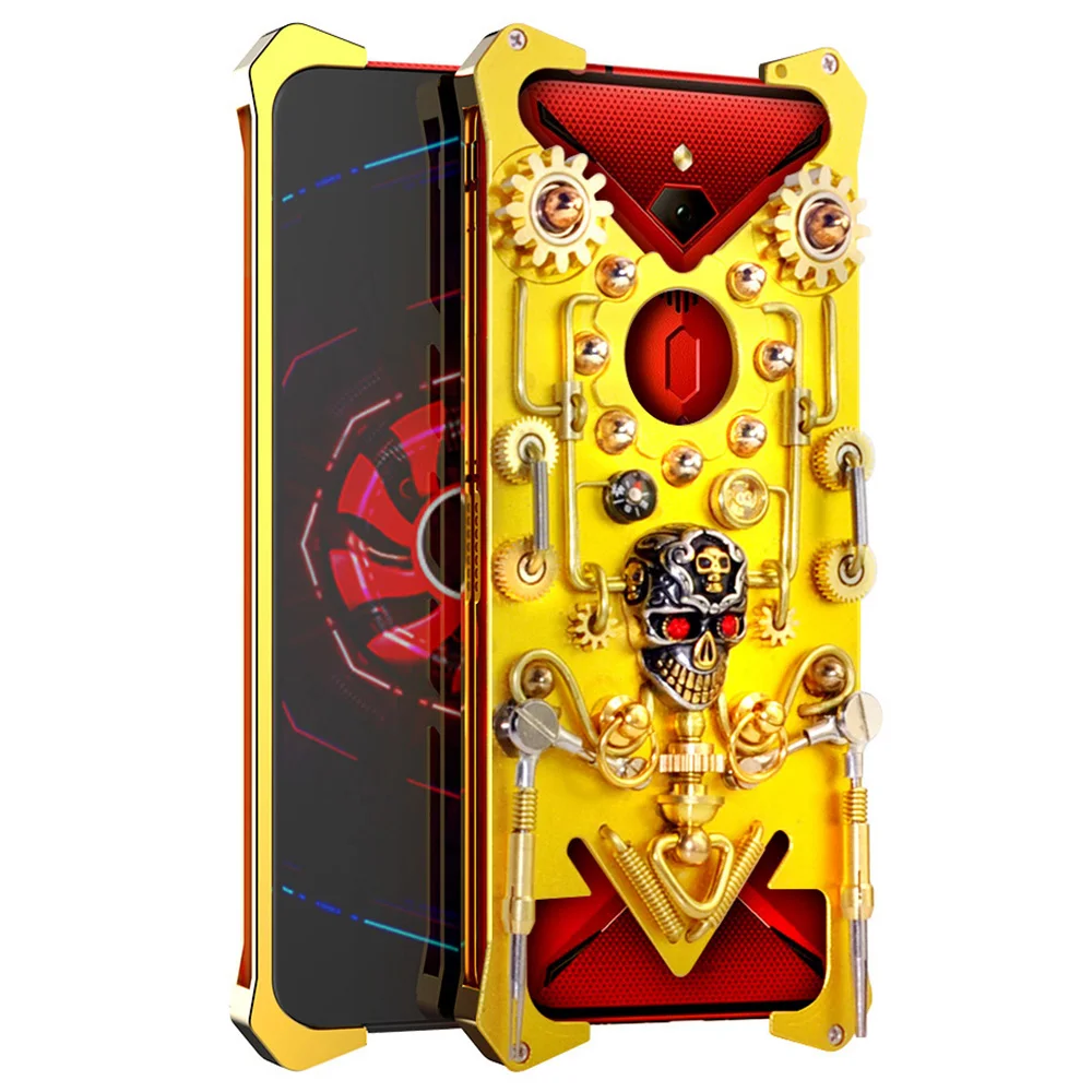 

Роскошный бронированный металлический алюминиевый чехол для телефона Zte Nubia Red Magic 3 3s, механический чехол, чисто ручная работа, чехол для телефона с черепом