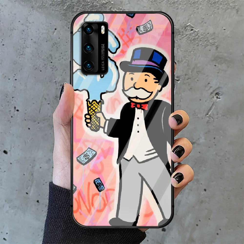 

cartoon Alec Monopoly Aesthetic Phone Tempered Glass Case Cover For Huawei P Nova Mate 5T 20 30 40 Pro Lite Smart 2019 2021