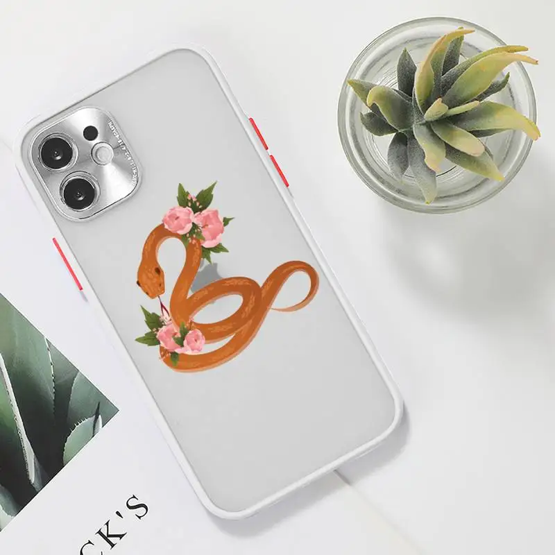 

Hand Snake Phone Case Clear matte transparent For white iPhone 7 8 x xs xr 11 12 pro plus max mini Funda
