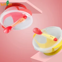 baby sucker bowl childrens tableware baby learning dish with bowl set pp temperature sensing baby feeding bowl spoon dishes