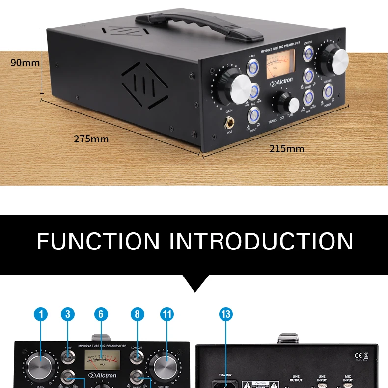 Alctron MP100V2 звукозаписывающий студийный ламповый и fet микрофонный предусилитель с многофункциональными ручками, тщательно усиливает каждый сигнал