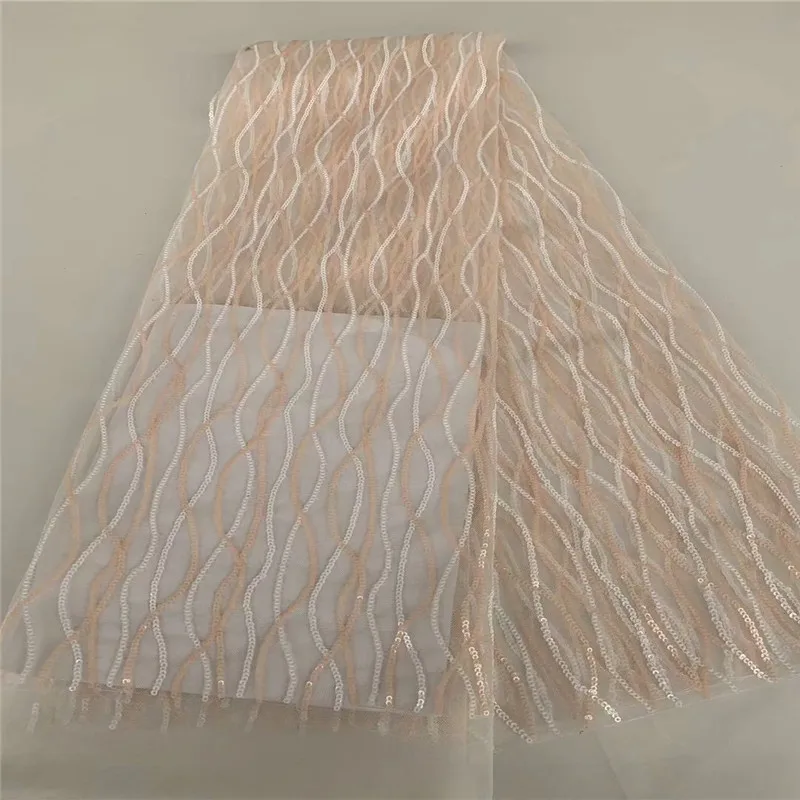 

gold Sequins Design French Tulle Lace Fabric High Quality African Lace Fabric Nigerian Sequins Mesh Lace Fabric For Wedding Sew