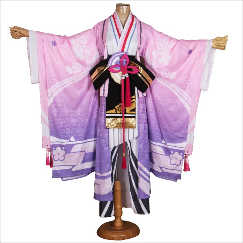 Пользовательский размер SSR Onmyoji Enenra Косплей Костюм Розовое Кимоно Платье wafuku