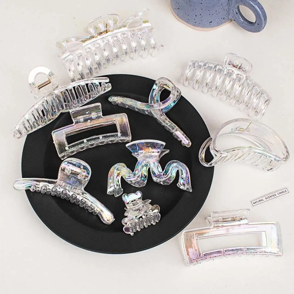 Новый цветной лазерный пластиковый зажим краб для женщин и девочек жесткий волос