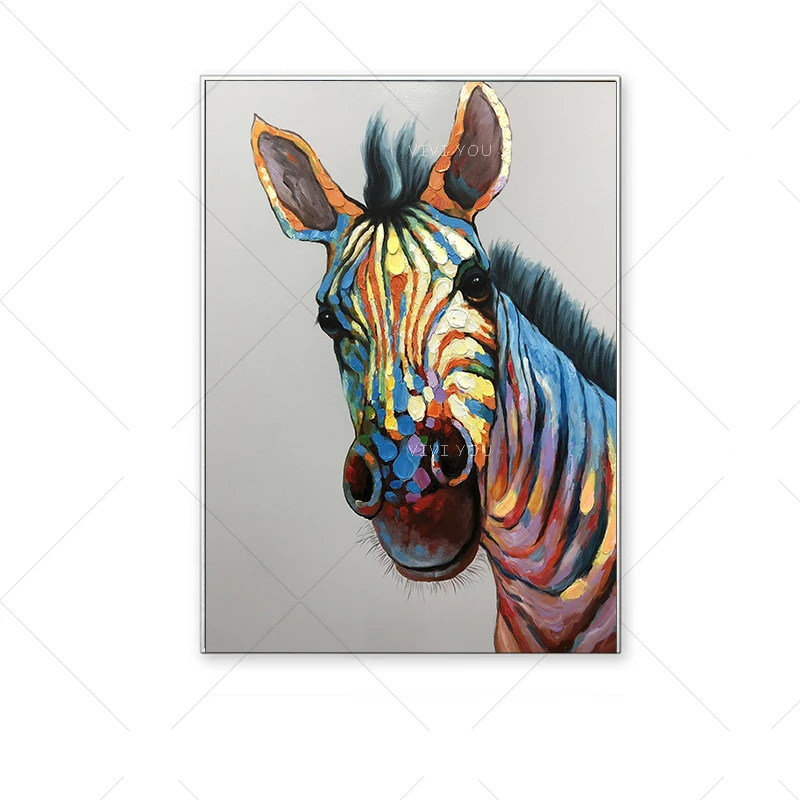 

Handmade Funny Zebra animal Canvas Oil Painting Modern Wall Art Pictures Canvas For Living Room Home Decoration Unframed