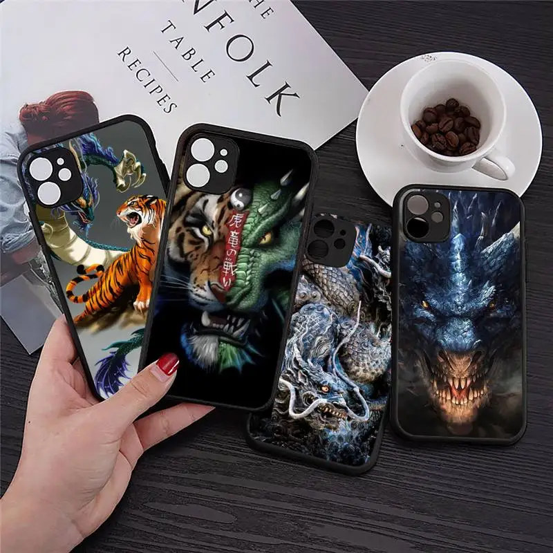 

Dragon Chinese style flame cool Phone Case Transparent Matte for iPhone 7 8 11 12 s mini pro X XS XR MAX Plus cover funda