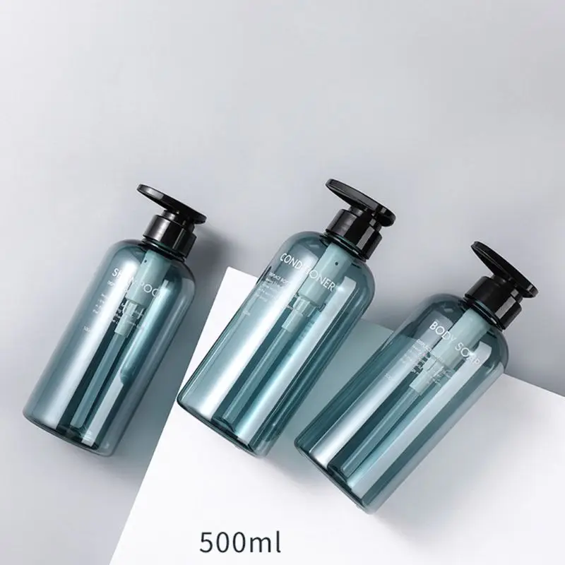 3pcs 500ml empty bottle set shampoo shower gel hair conditioner press pump soap dispenser bathroom refillable bottle free global shipping