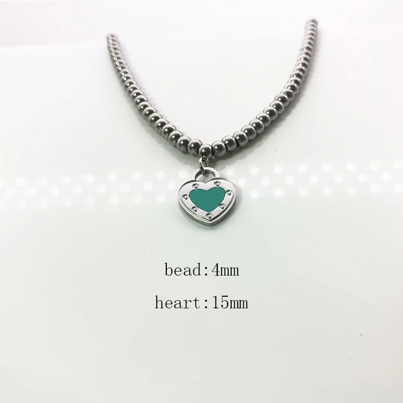

Heart Bracelets Women Stainless Steel Fashion Blue Couple Bracelet on Hand Pink Red Beads Chain Bracelet Gift for Woman Jewelry